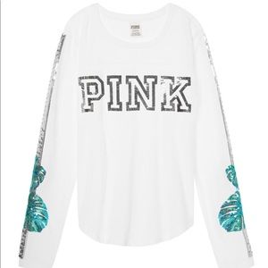 PINK (VS)LONG SLEEVES SILVER BLING TEE